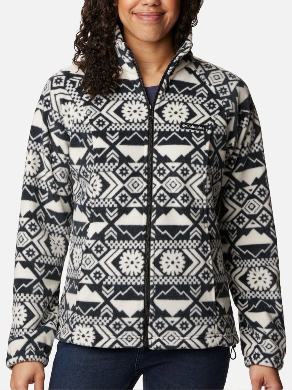 Columbia Black & Cream Patterned Fleece Jacket